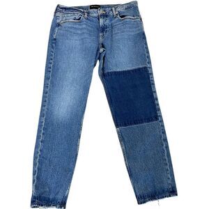 Free Assembly 36 x 30 Straight jeans with patch mid rise